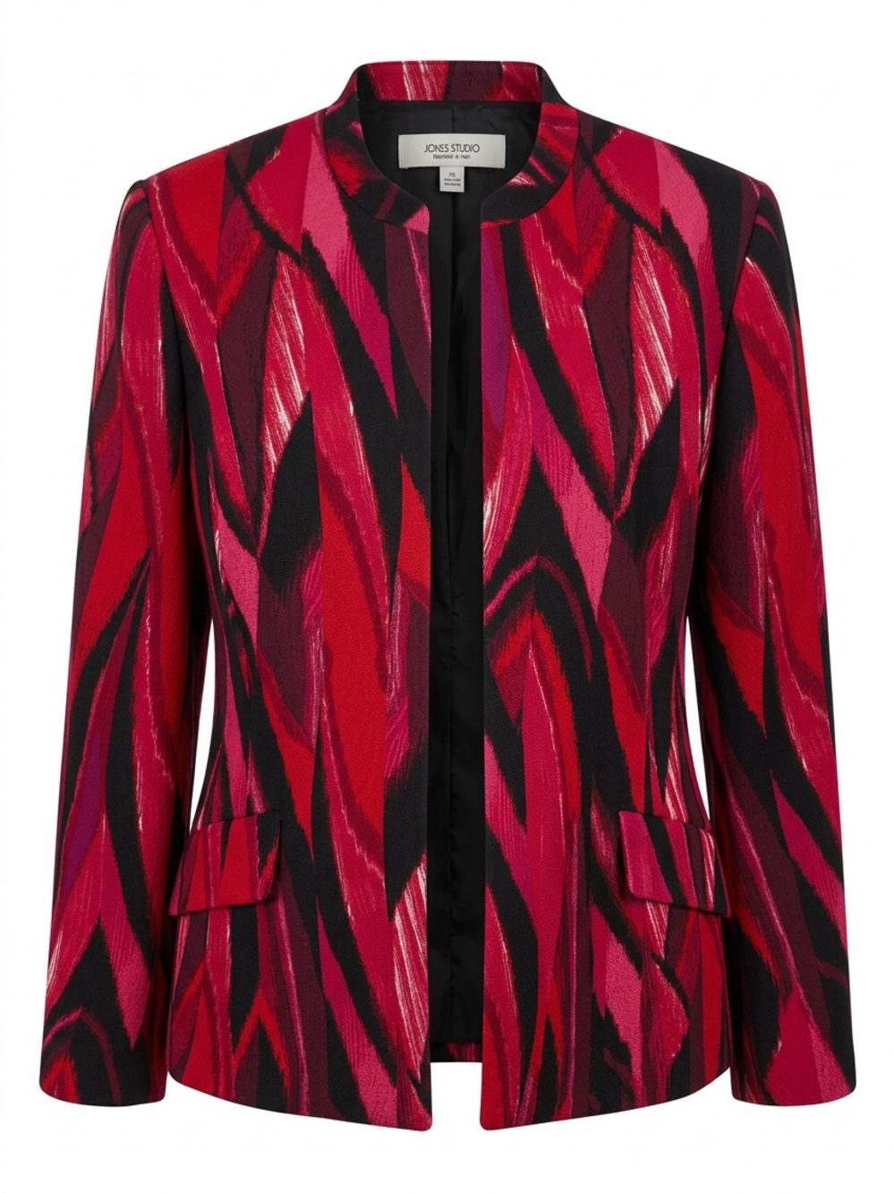 Jones Studio Fuchsia & Black Patterned Open-Front Jacket